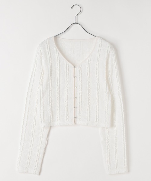 PAGEBOY(ページボーイ)の「フリルカットジャガードロングスリーブ(Tシャツ/カットソー・レディース・レッド/オフホワイト/ブラック・FREE)」の22枚目の写真