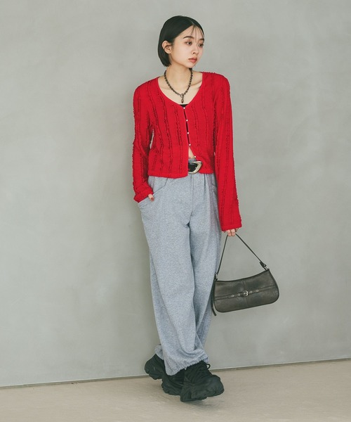 PAGEBOY（ページボーイ）の「フリルカットジャガードロングスリーブ（Tシャツ/カットソー・レディース・レッド/オフホワイト/ブラック・FREE）」の10枚目の写真