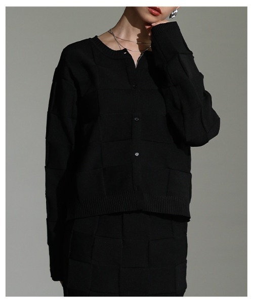 Sawa a la mode（サワアラモード）の「エンボスチェックニットカーディガン（カーディガン/ボレロ・レディース・ミント/ブラック/杢グレー・FREE）」の13枚目の写真