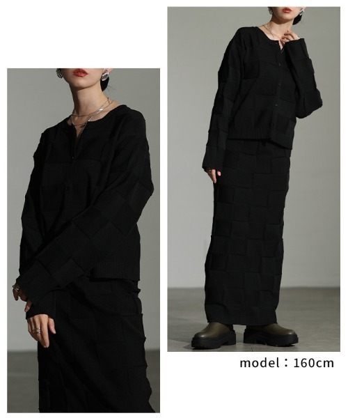 Sawa a la mode（サワアラモード）の「エンボスチェックニットカーディガン（カーディガン/ボレロ・レディース・ミント/ブラック/杢グレー・FREE）」の15枚目の写真
