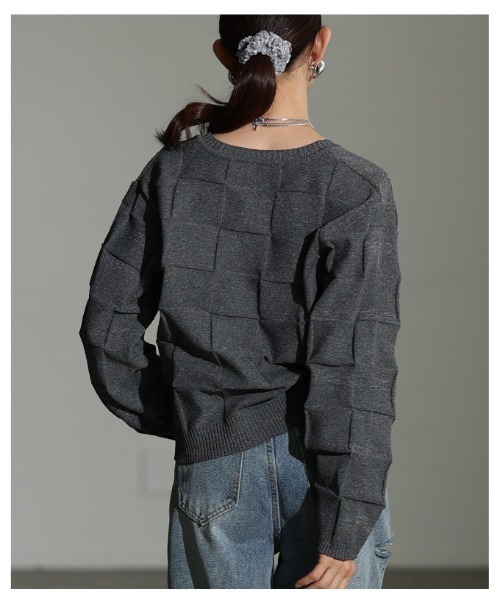 Sawa a la mode（サワアラモード）の「エンボスチェックニットカーディガン（カーディガン/ボレロ・レディース・ミント/ブラック/杢グレー・FREE）」の21枚目の写真