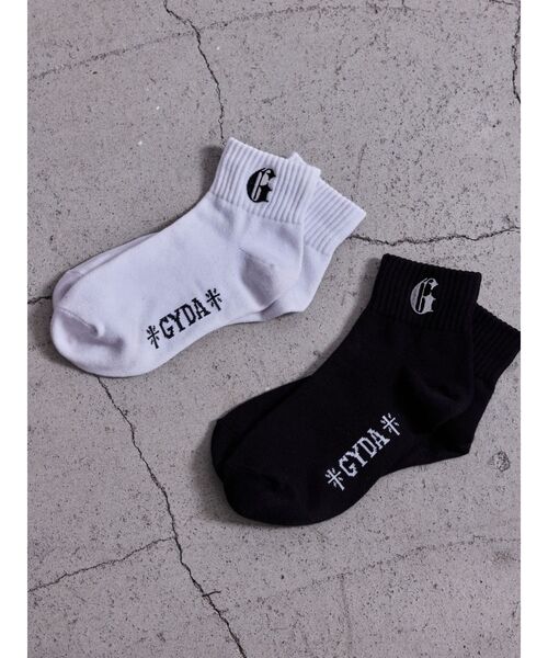 GYDA(ジェイダ)の「ONE G POINTショートSOX(ソックス/靴下・レディース・ブラック/オフホワイト・FREE)」の3枚目の写真