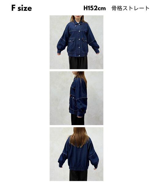 CPCM(シーピーシーエム)の「ラグランビッグデニムジャケット(ブルゾン・レディース・ブラック/ブルー/ネイビー・FREE)」の10枚目の写真