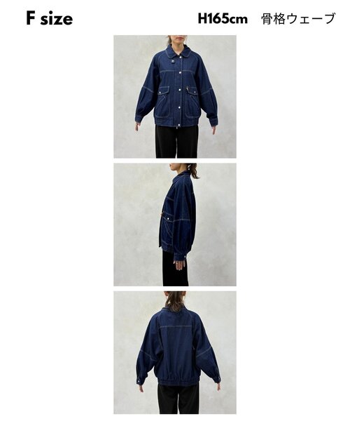 CPCM(シーピーシーエム)の「ラグランビッグデニムジャケット(ブルゾン・レディース・ブラック/ブルー/ネイビー・FREE)」の12枚目の写真