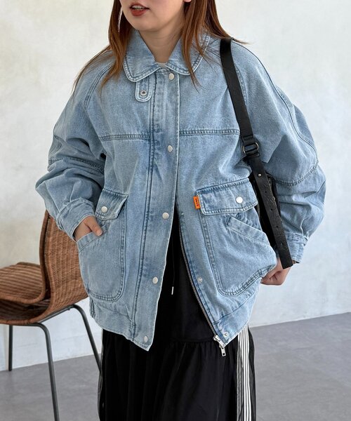 CPCM(シーピーシーエム)の「ラグランビッグデニムジャケット(ブルゾン・レディース・ブラック/ブルー/ネイビー・FREE)」の13枚目の写真