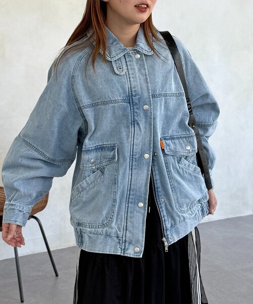 CPCM(シーピーシーエム)の「ラグランビッグデニムジャケット(ブルゾン・レディース・ブラック/ブルー/ネイビー・FREE)」の16枚目の写真