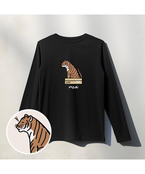 ONEHUNDREDPERCENT FOR WOMAN(ワンハンドレッドパーセントフォーウーマン)の「OHP x MOAI タイガー no.2 ベーシック長袖Tシャツ(Tシャツ/カットソー・レディース・その他・L/XL/2XL/M)」の1枚目の写真