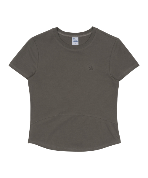 THECOLDESTMOMENT（ザコールデストモーメント）の「(w) TCM mini logo curved T (grey)（Tシャツ/カットソー・レディース・その他・ONE SIZE）」の2枚目の写真