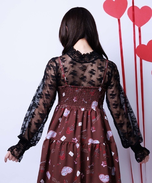 axes femme(アクシーズファム)の「フラワーレースシアーインナー(Tシャツ/カットソー・レディース・ブラック/ホワイト/ブラウン・FREE)」の6枚目の写真