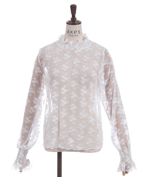 axes femme(アクシーズファム)の「フラワーレースシアーインナー(Tシャツ/カットソー・レディース・ブラック/ホワイト/ブラウン・FREE)」の16枚目の写真