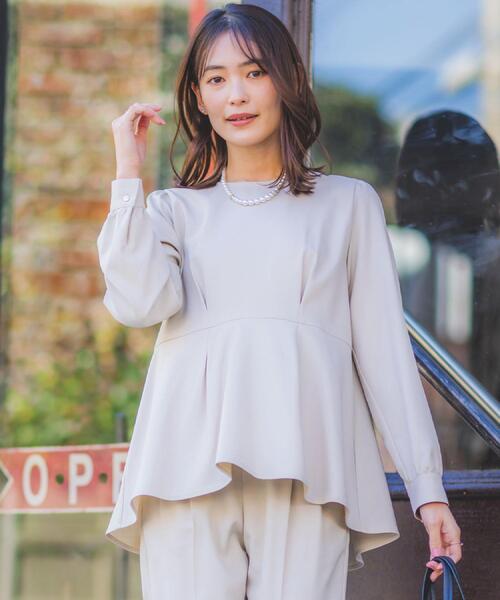 ITS'DEMO(イッツデモ)の「【洗濯機OK/イージーケア】ツイルストレッチペプラムブラウス(シャツ/ブラウス・レディース・ナチュラル/ブラック・00)」の3枚目の写真