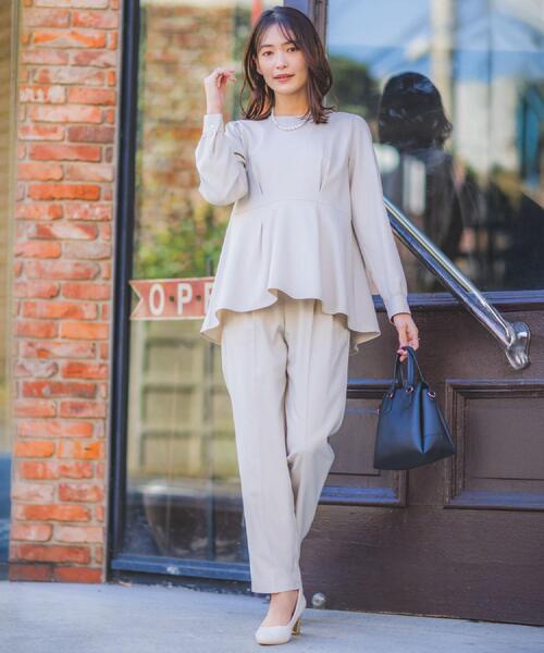 ITS'DEMO(イッツデモ)の「【洗濯機OK/イージーケア】ツイルストレッチペプラムブラウス(シャツ/ブラウス・レディース・ナチュラル/ブラック・00)」の4枚目の写真