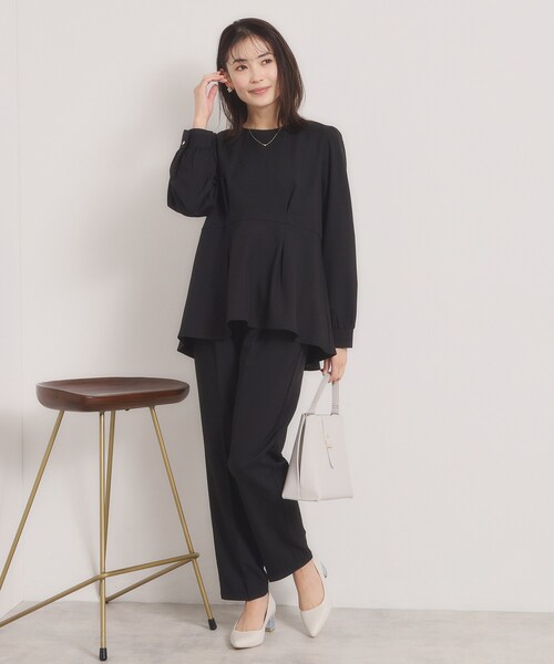 ITS'DEMO(イッツデモ)の「【洗濯機OK/イージーケア】ツイルストレッチペプラムブラウス(シャツ/ブラウス・レディース・ナチュラル/ブラック・00)」の7枚目の写真