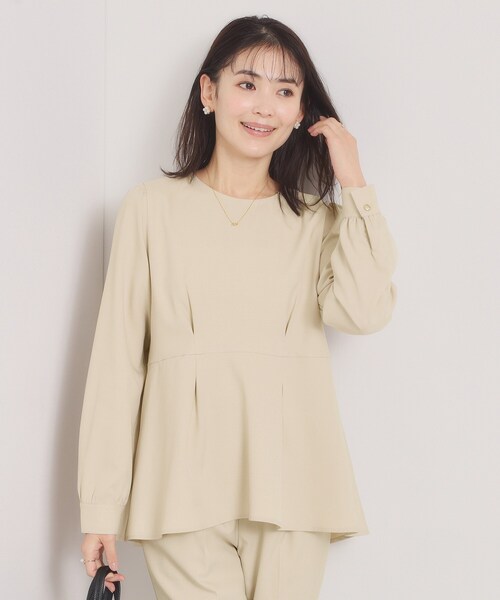 ITS'DEMO(イッツデモ)の「【洗濯機OK/イージーケア】ツイルストレッチペプラムブラウス(シャツ/ブラウス・レディース・ナチュラル/ブラック・00)」の10枚目の写真