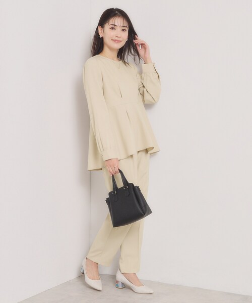 ITS'DEMO(イッツデモ)の「【洗濯機OK/イージーケア】ツイルストレッチペプラムブラウス(シャツ/ブラウス・レディース・ナチュラル/ブラック・00)」の11枚目の写真