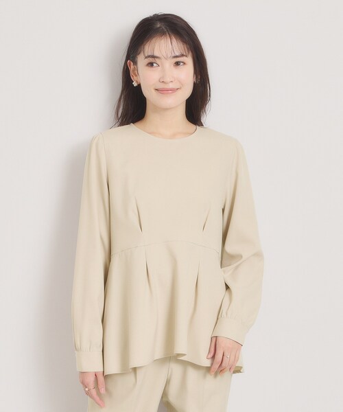 ITS'DEMO(イッツデモ)の「【洗濯機OK/イージーケア】ツイルストレッチペプラムブラウス(シャツ/ブラウス・レディース・ナチュラル/ブラック・00)」の14枚目の写真