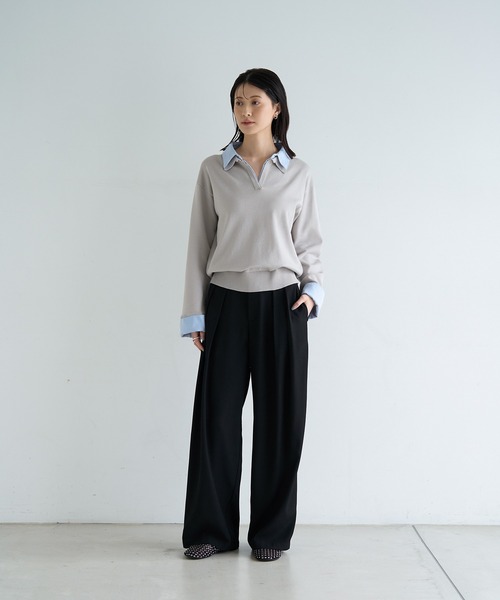 meilmada（メイルマダ）の「シャツ襟ドッキングニット（ニット/セーター・レディース・グレー/ライトイエロー・FREE）」の15枚目の写真