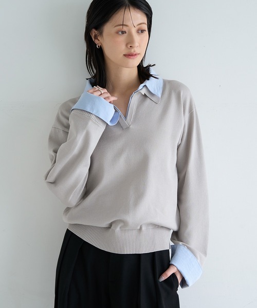 meilmada（メイルマダ）の「シャツ襟ドッキングニット（ニット/セーター・レディース・グレー/ライトイエロー・FREE）」の17枚目の写真
