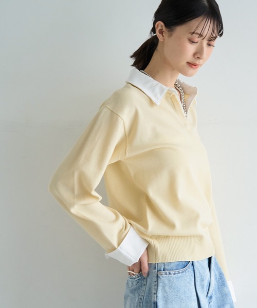 meilmada（メイルマダ）の「シャツ襟ドッキングニット（ニット/セーター・レディース・グレー/ライトイエロー・FREE）」の22枚目の写真