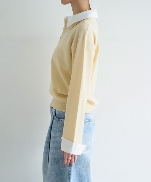 meilmada（メイルマダ）の「シャツ襟ドッキングニット（ニット/セーター・レディース・グレー/ライトイエロー・FREE）」の7枚目の写真