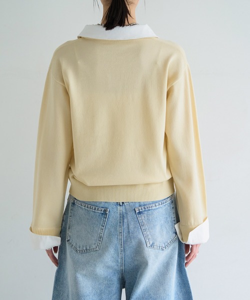 meilmada（メイルマダ）の「シャツ襟ドッキングニット（ニット/セーター・レディース・グレー/ライトイエロー・FREE）」の6枚目の写真