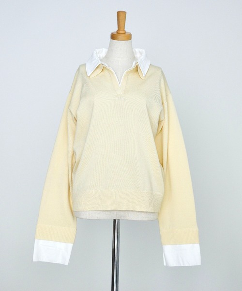 meilmada（メイルマダ）の「シャツ襟ドッキングニット（ニット/セーター・レディース・グレー/ライトイエロー・FREE）」の5枚目の写真
