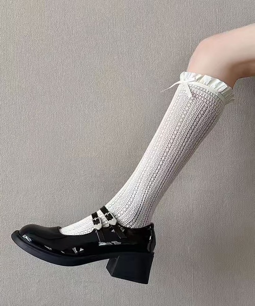 Nia(ニア)の「Nia(ニア)/リボンつきレースソックス(ソックス/靴下・レディース・ホワイト/アイボリー/ブラック・FREE)」の6枚目の写真