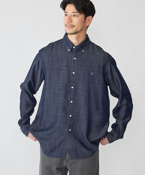 SHIPS(シップス)の「【WEB限定】SHIPS:〈手洗い可能〉リヨセル エア ボタンダウン デニム シャツ(シャツ/ブラウス・メンズ・ネイビー/ライトブルー/ブラック・LARGE/MEDIUM/SMALL/X-LARGE)」の3枚目の写真