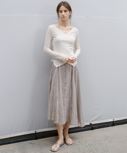 tageechita（タジチタ）の「【tageechita】ラップネック 長袖カットソー（Tシャツ/カットソー・レディース・ブラック/アイボリー・L/M/S）」の6枚目の写真