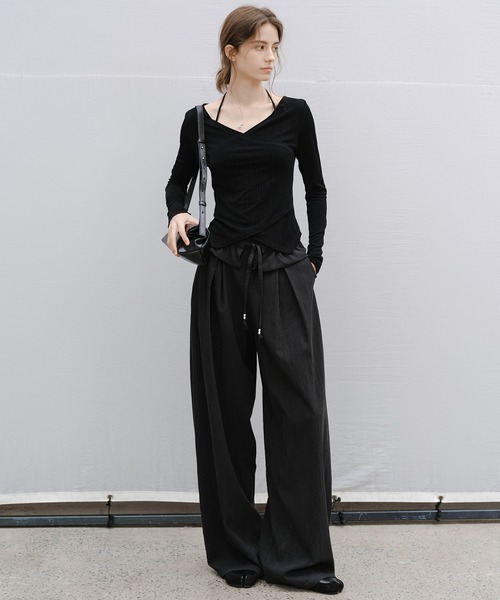 tageechita（タジチタ）の「【tageechita】ラップネック 長袖カットソー（Tシャツ/カットソー・レディース・ブラック/アイボリー・L/M/S）」の10枚目の写真