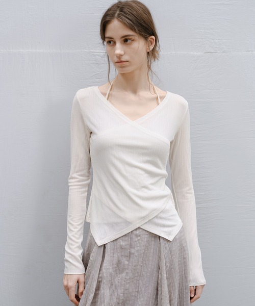 tageechita（タジチタ）の「【tageechita】ラップネック 長袖カットソー（Tシャツ/カットソー・レディース・ブラック/アイボリー・L/M/S）」の14枚目の写真