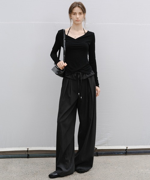 tageechita（タジチタ）の「【tageechita】ラップネック 長袖カットソー（Tシャツ/カットソー・レディース・ブラック/アイボリー・L/M/S）」の16枚目の写真