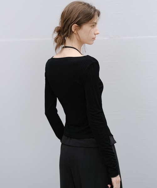 tageechita（タジチタ）の「【tageechita】ラップネック 長袖カットソー（Tシャツ/カットソー・レディース・ブラック/アイボリー・L/M/S）」の17枚目の写真