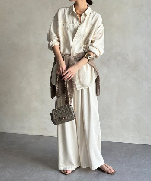 DouDou(ドゥドゥ)の「【セットアップ可能】リヨセルタックパンツ(その他パンツ・レディース・ライトグレー/ネイビー/オフホワイト・FREE/TM)」の9枚目の写真