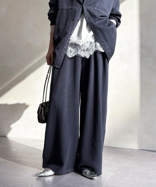 DouDou(ドゥドゥ)の「【セットアップ可能】リヨセルタックパンツ(その他パンツ・レディース・ライトグレー/ネイビー/オフホワイト・FREE/TM)」の15枚目の写真