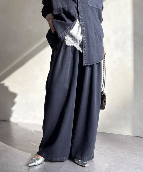 DouDou(ドゥドゥ)の「【セットアップ可能】リヨセルタックパンツ(その他パンツ・レディース・ライトグレー/ネイビー/オフホワイト・FREE/TM)」の12枚目の写真