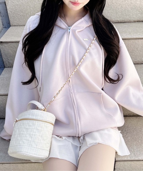 INGNI(イング)の「胸プレート付ダンボールダブルジップパーカー(パーカー・レディース・グレー/ライトピンク/ブラック/アイボリー・M)」の20枚目の写真