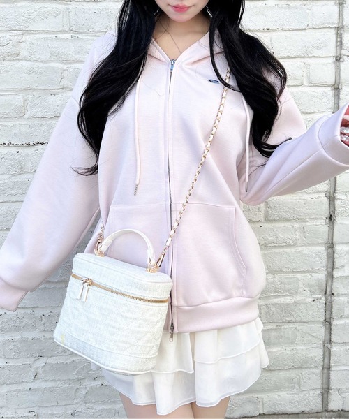 INGNI(イング)の「胸プレート付ダンボールダブルジップパーカー(パーカー・レディース・グレー/ライトピンク/ブラック/アイボリー・M)」の21枚目の写真