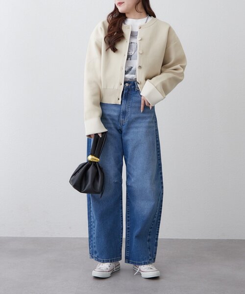 Remind me and forever（リマインドミーアンドフォーエバー）の「【もちもち感が魅力】配色デザインスポンディッシュカーディガン（カーディガン/ボレロ・レディース・アイボリー/ライトグレー/ベージュ/ネイビー・FREE）」の10枚目の写真