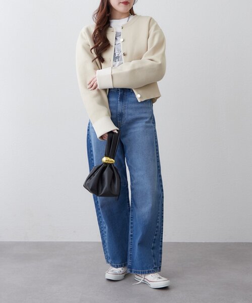 Remind me and forever（リマインドミーアンドフォーエバー）の「【もちもち感が魅力】配色デザインスポンディッシュカーディガン（カーディガン/ボレロ・レディース・アイボリー/ライトグレー/ベージュ/ネイビー・FREE）」の13枚目の写真