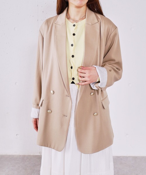 archives(アルシーヴ)の「金釦オーバーショルダーテーラードジャケット(テーラードジャケット・レディース・ネイビー/ベージュ・MEDIUM)」の1枚目の写真