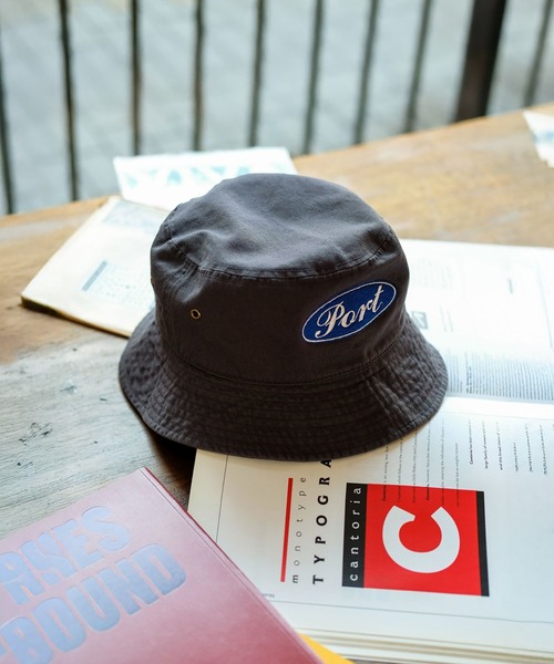 PORT BY ARK（ポートバイアーク）の「PORT BY ARK / ポートバイアーク：Bucket Hat“Oval Logo Port”：PO19-CP01[COR]（ハット・メンズ・チャコールグレー/ブラック・1/2）」の11枚目の写真