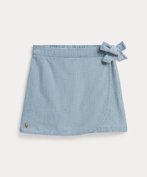 POLO RALPH LAUREN CHILDRENSWEAR(ポロ ラルフ ローレン チルドレンズウェア)の「インディゴ シャンブレー フェイクラップ スコート(その他パンツ・キッズ・ブルー・6/4/3)」の1枚目の写真