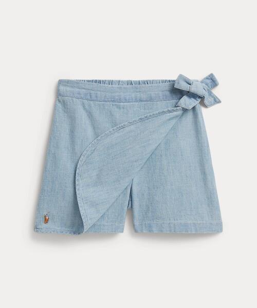 POLO RALPH LAUREN CHILDRENSWEAR(ポロ ラルフ ローレン チルドレンズウェア)の「インディゴ シャンブレー フェイクラップ スコート(その他パンツ・キッズ・ブルー・6/4/3)」の4枚目の写真