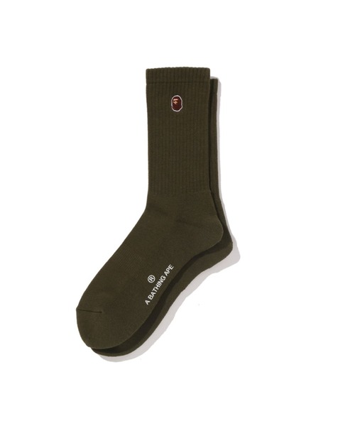 A BATHING APE（アベイシングエイプ）の「APE HEAD ONE POINT SOCKS（ソックス/靴下・メンズ・グレー/ブラック/オリーブ/ホワイト/ネイビー・LARGE/MEDIUM）」の4枚目の写真