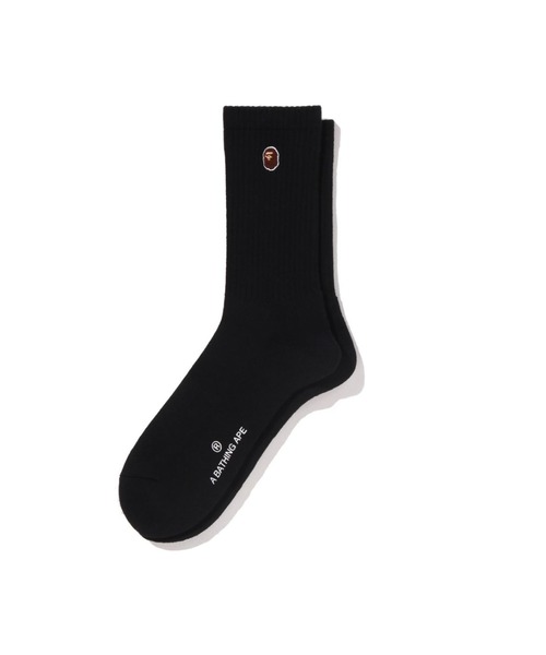 A BATHING APE（アベイシングエイプ）の「APE HEAD ONE POINT SOCKS（ソックス/靴下・メンズ・グレー/ブラック/オリーブ/ホワイト/ネイビー・LARGE/MEDIUM）」の2枚目の写真