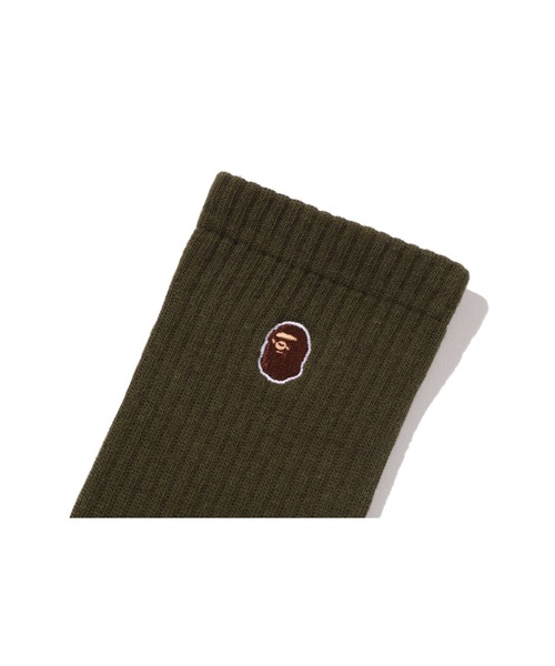 A BATHING APE（アベイシングエイプ）の「APE HEAD ONE POINT SOCKS（ソックス/靴下・メンズ・グレー/ブラック/オリーブ/ホワイト/ネイビー・LARGE/MEDIUM）」の9枚目の写真