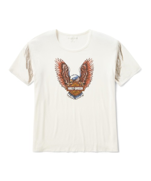 Harley-Davidson（ハーレーダビッドソン）の「ヴィンテージ・フリンジ・アップスウェプトイーグル Tシャツ（Tシャツ/カットソー・レディース・ホワイト系その他・SMALL/X-SMALL/MEDIUM）」の2枚目の写真