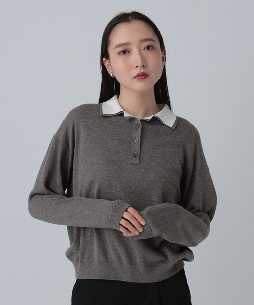 LEPSIM（レプシィム）の「12ゲージレイヤーカラーポロ　639469（ニット/セーター・レディース・グリーン/ブラック/イエロー/グレー・FREE）」の2枚目の写真