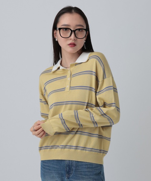 LEPSIM（レプシィム）の「12ゲージレイヤーカラーポロ　639469（ニット/セーター・レディース・グリーン/ブラック/イエロー/グレー・FREE）」の4枚目の写真